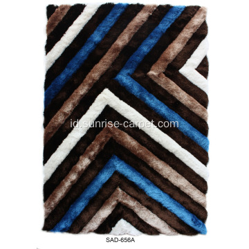 Polyester Silk Shaggy Karpet / Rug dengan 3D Pattern